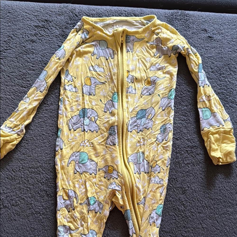 Little Sleepies Yellow Elephant Print Kids One Piece